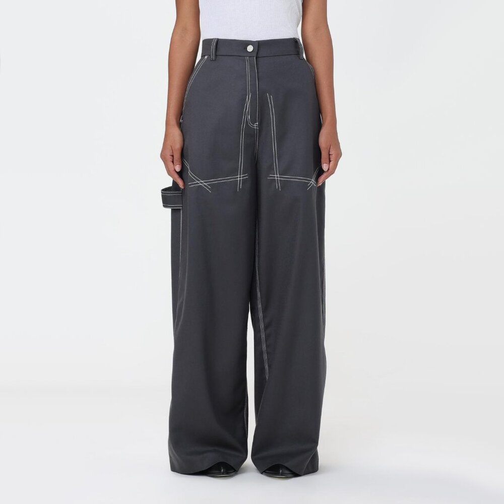 Stella McCartney Grey Wool Trousers w Contrast Stitching, size 46IT